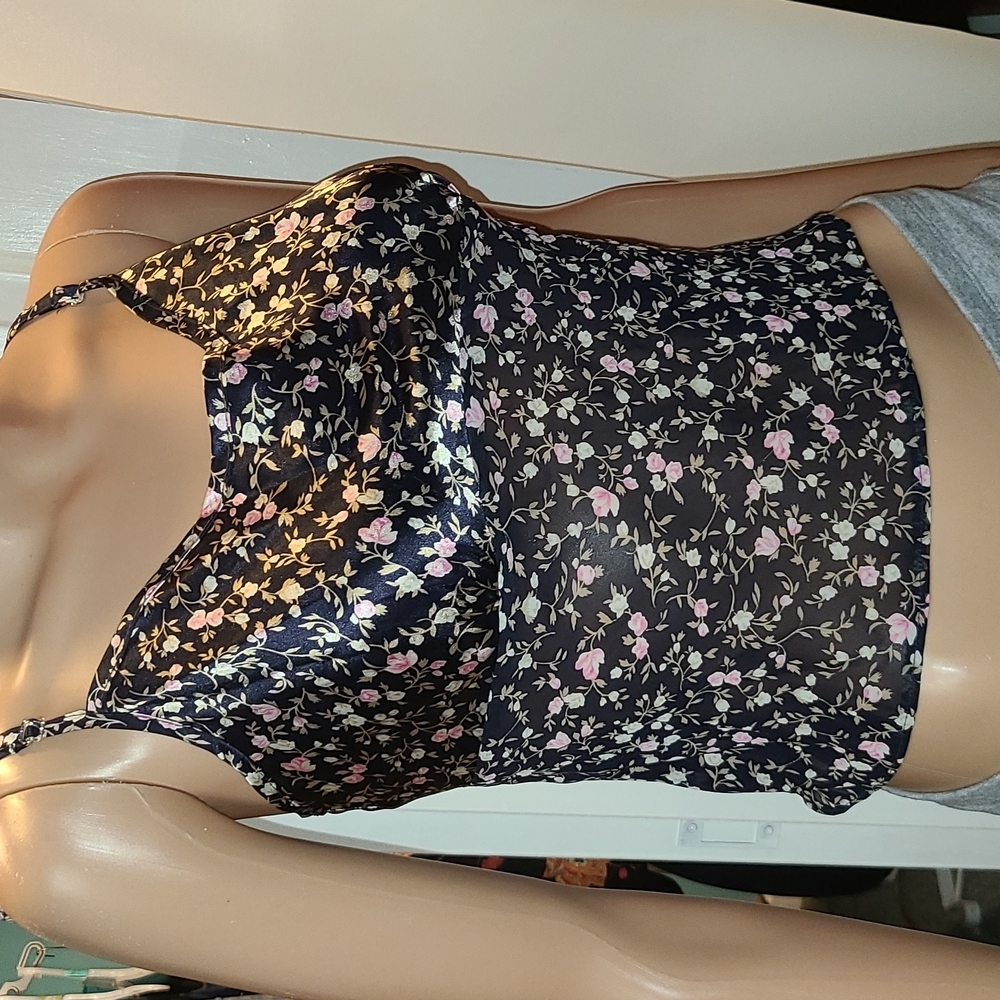 Kathryn Black Floral Semi-Sheer Cami Top